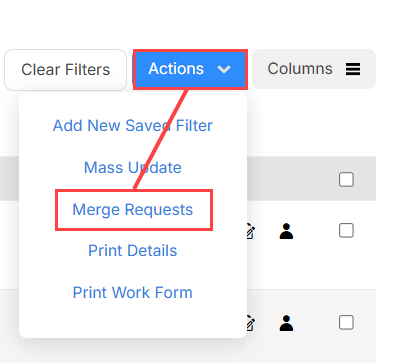 Actions - merge requests